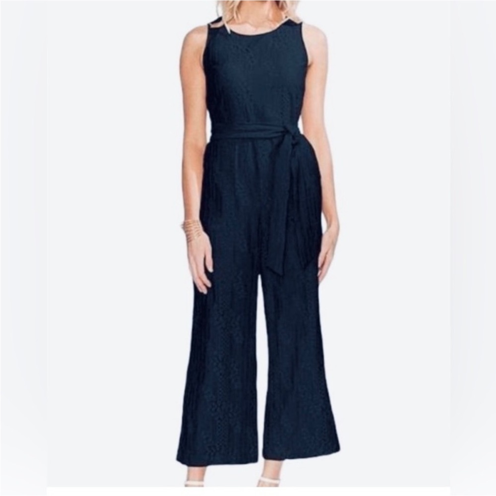 Vince Camuto Navy Blue Lace Dressy Jumpsuit Size 14